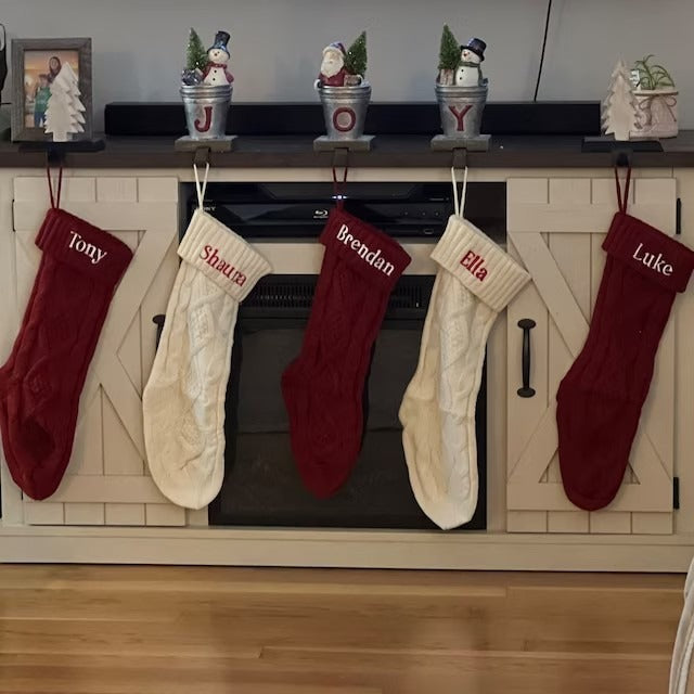 Embroidered Christmas Knit Socks