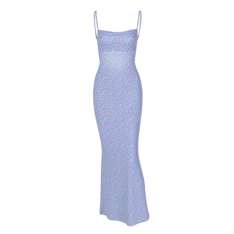 Women's Backless Floral Summer Dress - European Style