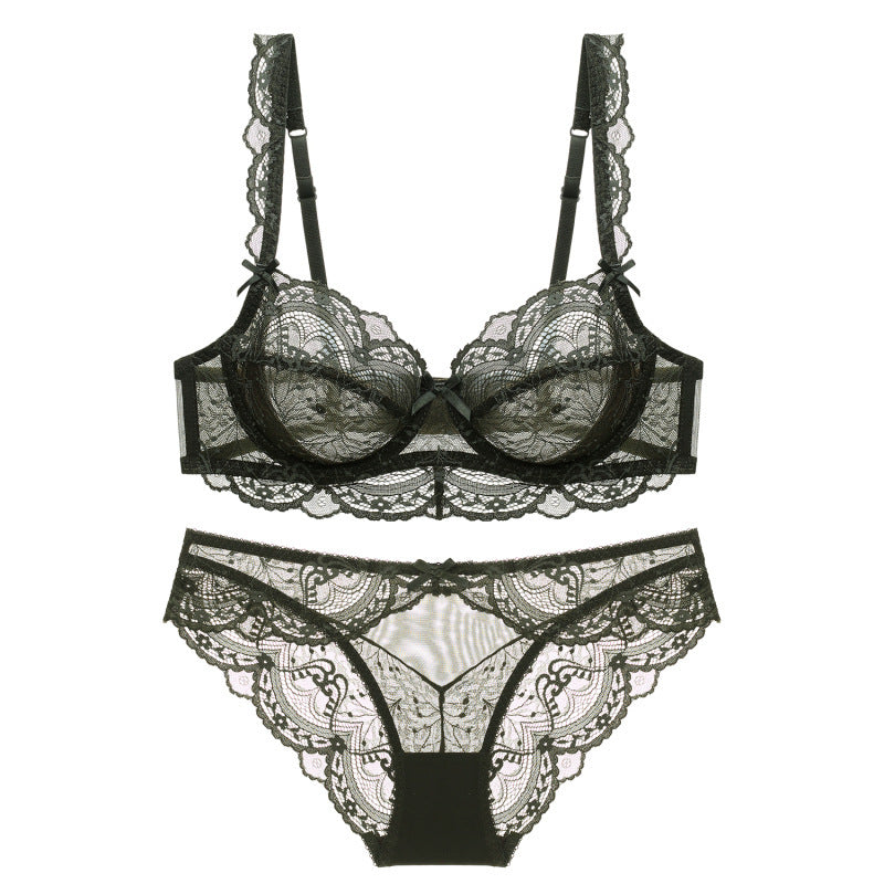 Women's Ultra-Thin Lace Bra Set for Large Breasts