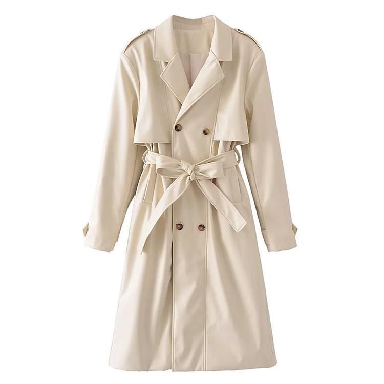Loose Double-Breasted Long Trench Coat for Women