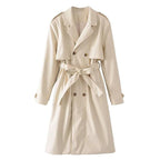 Loose Double-Breasted Long Trench Coat for Women