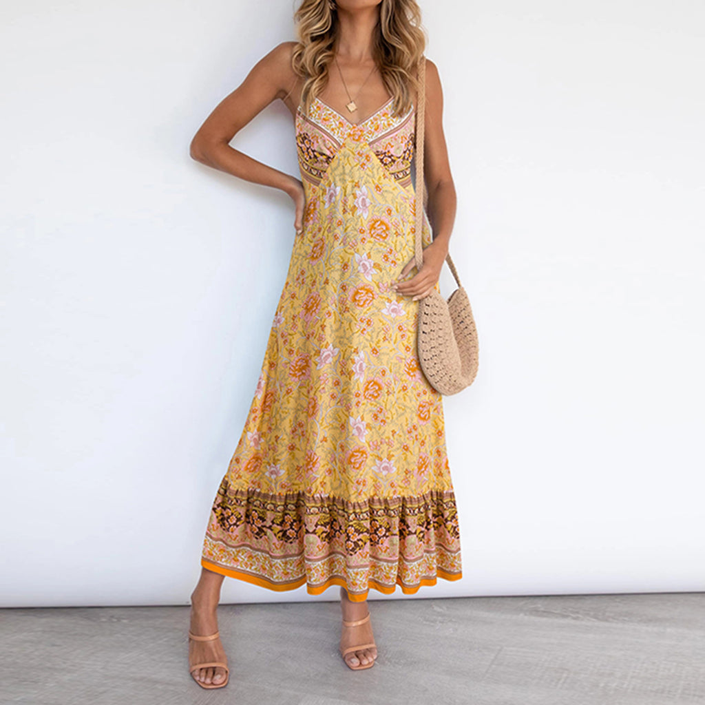 2021 Women's Casual Boho Floral V-Neck Summer Dress