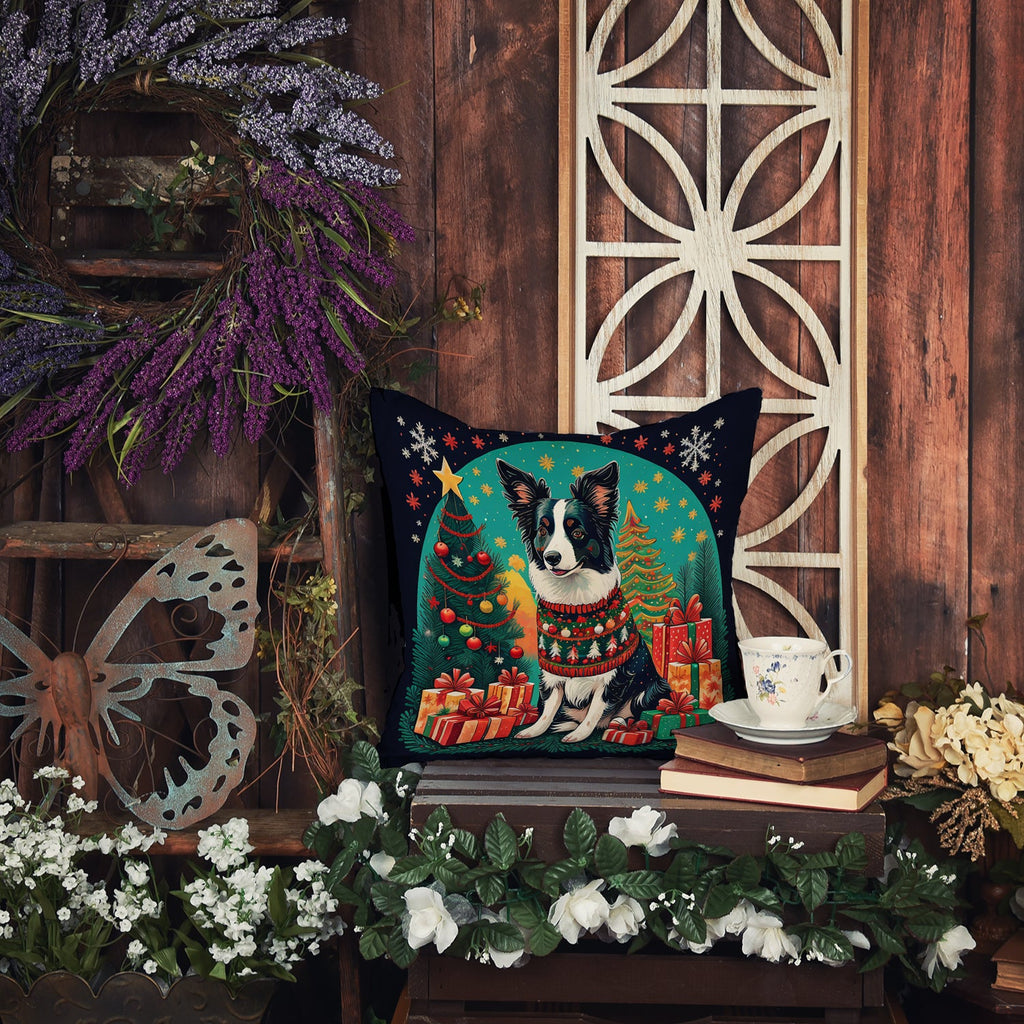 Border Collie Christmas Throw Pillow