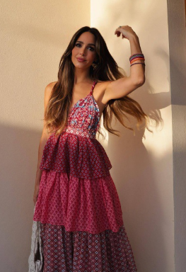 French Retro Floral Print Spaghetti-Strap Dress