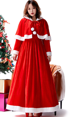 Two-Tone Shawl Dress for Christmas Outfit
