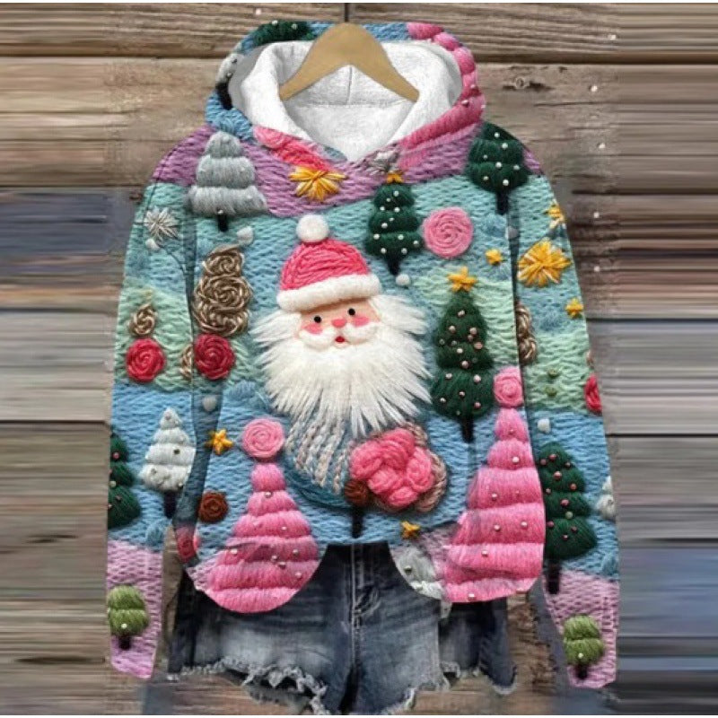Christmas Holiday Casual Hooded Sweater Print