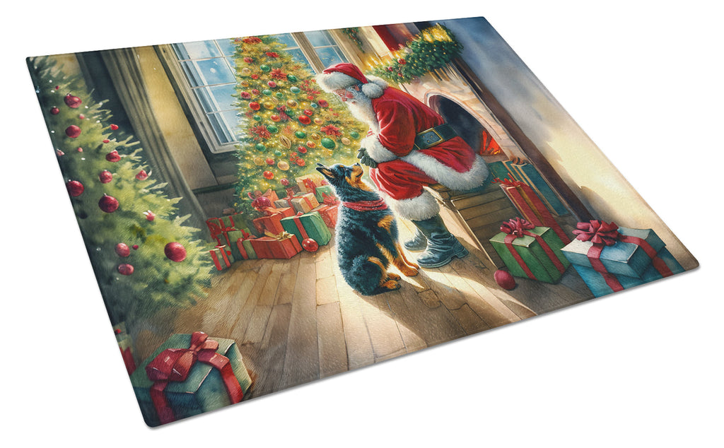 Lancashire Heeler and Santa Claus Glass Cutting Board
