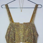 Backless Metallic Chain Rhinestone Camisole Top YX625