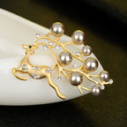 Korean Premium Coral Leaf Pearl Brooch for Christmas
