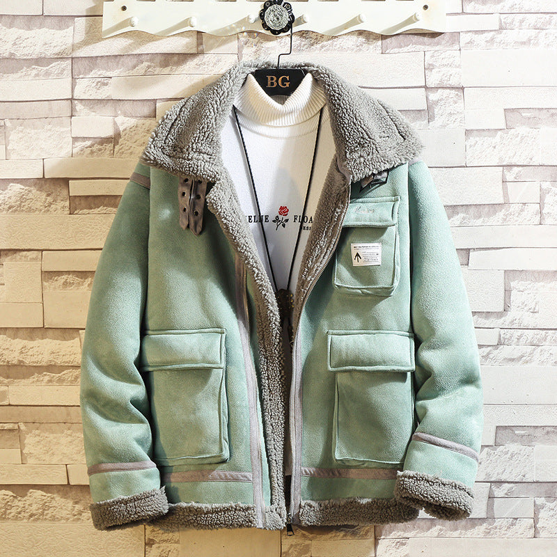 Men's Casual Coat in Fashion Lamb Wool and Cotton