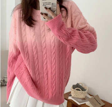 Men's Loose Fit Contrast Dye Gradient Sweater