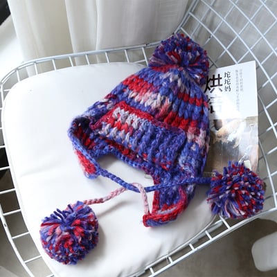 Mixed Color Wool Lei Feng Hat - European Yarn Design | Embroidered Cap