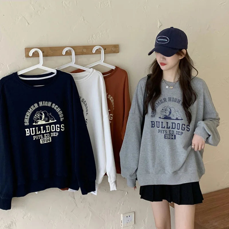 Women's VIPOL Letter Print Long Sleeve Hoodie (2023) | Streetwear
