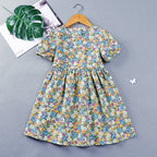 Girls Summer Cotton Floral Princess Dress for Kids
