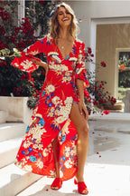 New Floral Maxi Dress for Beach Vacation (Women)