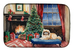 Pekingese Cozy Christmas Dish Drying Mat