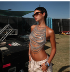 Sequin Fringe Halter Top for Nightclub Wear