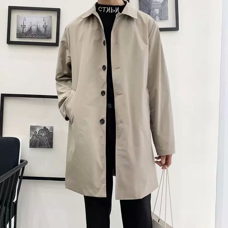 Men's Medium Length Spring Autumn Trench Coat
