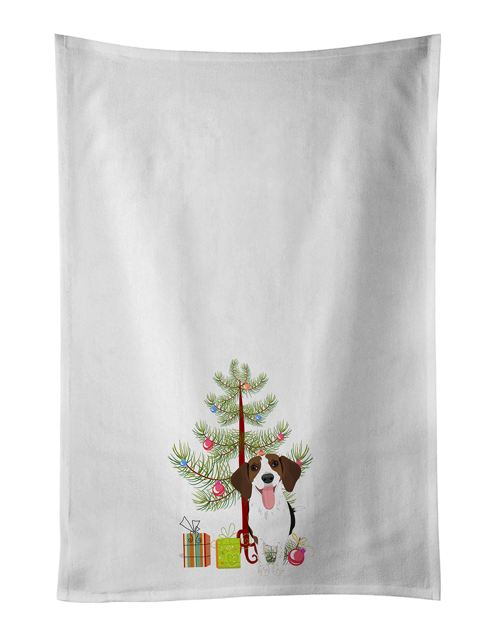 Beagle Tricolor Red Ticked #3 Christmas Kitchen Towel Set of 2