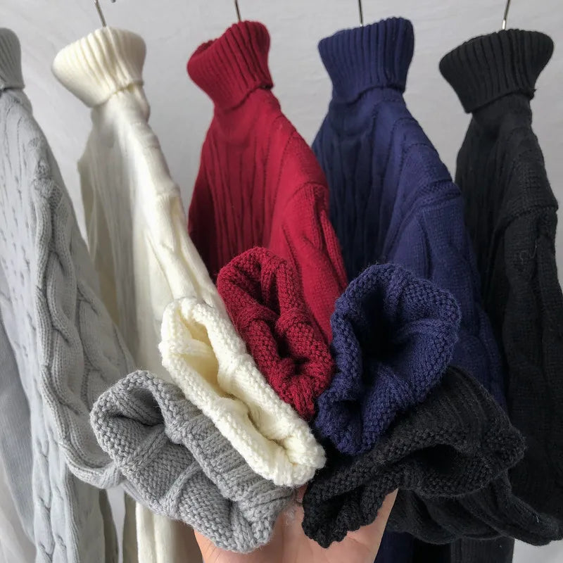 Men's Cozy Loose-Fit Knitted Turtleneck Pullover | Streetwear