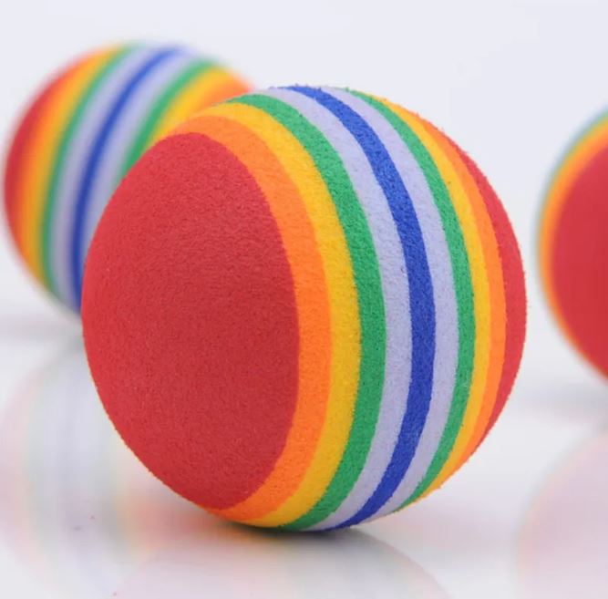 Rainbow Foam Cat Balls, Soft EVA Lightweight Bouncy Play Balls for Cats & Kittens, Colorful Interactive Chase & Pounce Toy, 3.5cm, Multipack