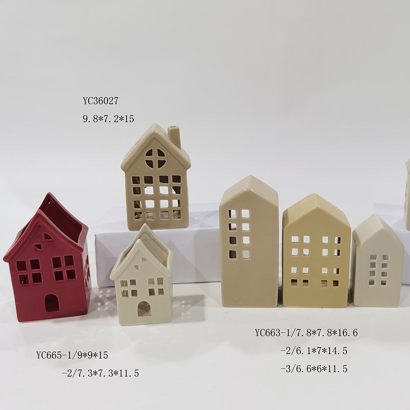 Creative Christmas Candle Holder with Glowing Ceramic House