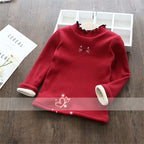 Girls' Thickened Fleece-lined Thermal Bottoming Shirt