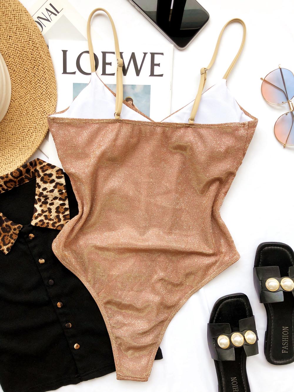Glitter Push Up Monokini Swimsuit for Women