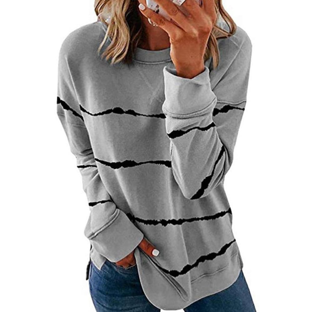 Women's Tie Dye Striped Long Sleeve Crewneck Sweatshirt | Streetwear