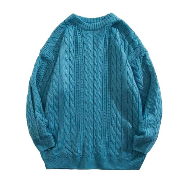 Korean Knitted Pullover Sweater for Men in Solid Color | Streetwear
