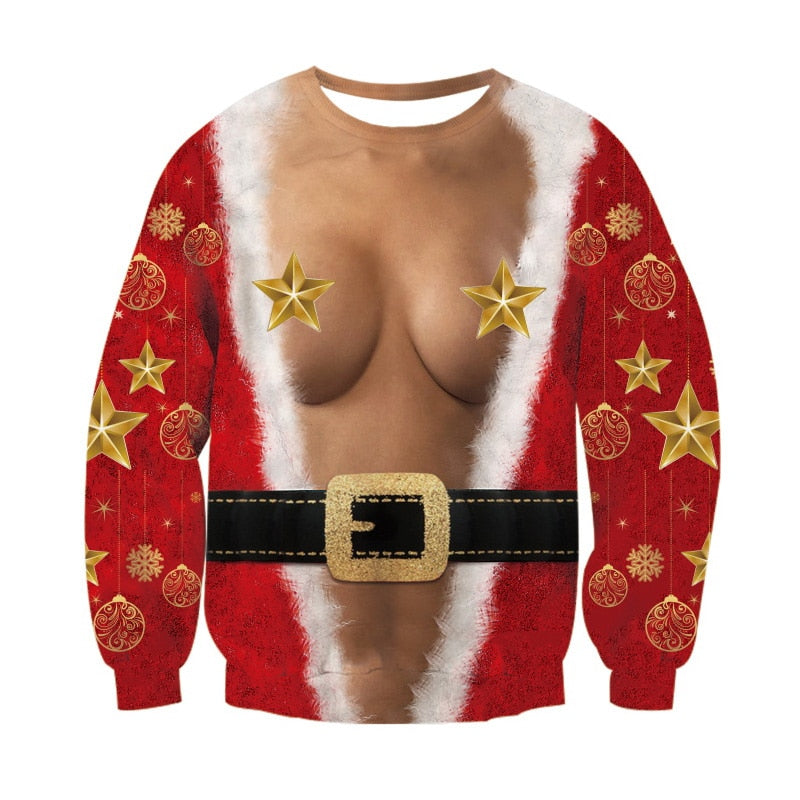 3D Christmas Sweatshirt with Fun Print for Couples | Streetwear