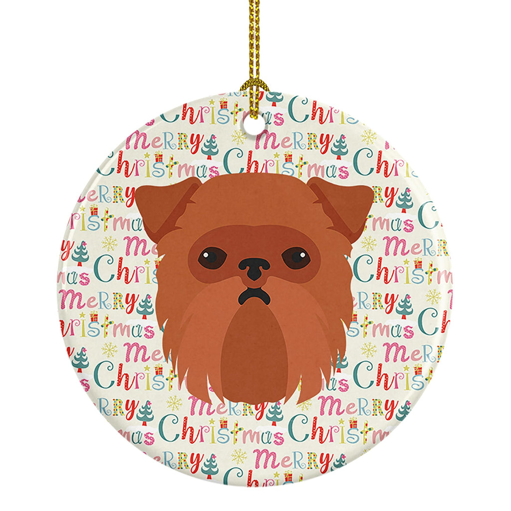 Brussels Griffon Merry Christmas Ceramic Ornament