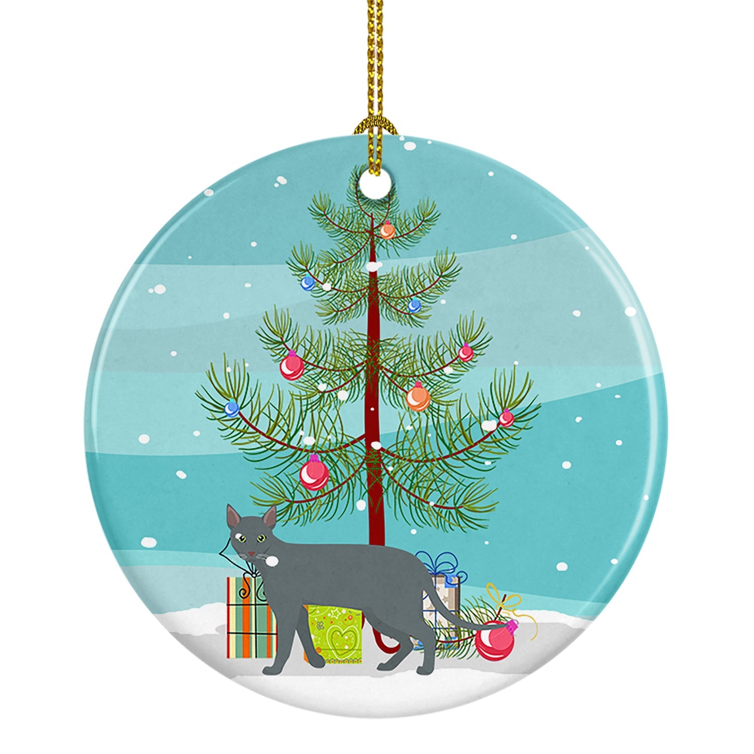 Raas Cat Christmas Ceramic Ornament
