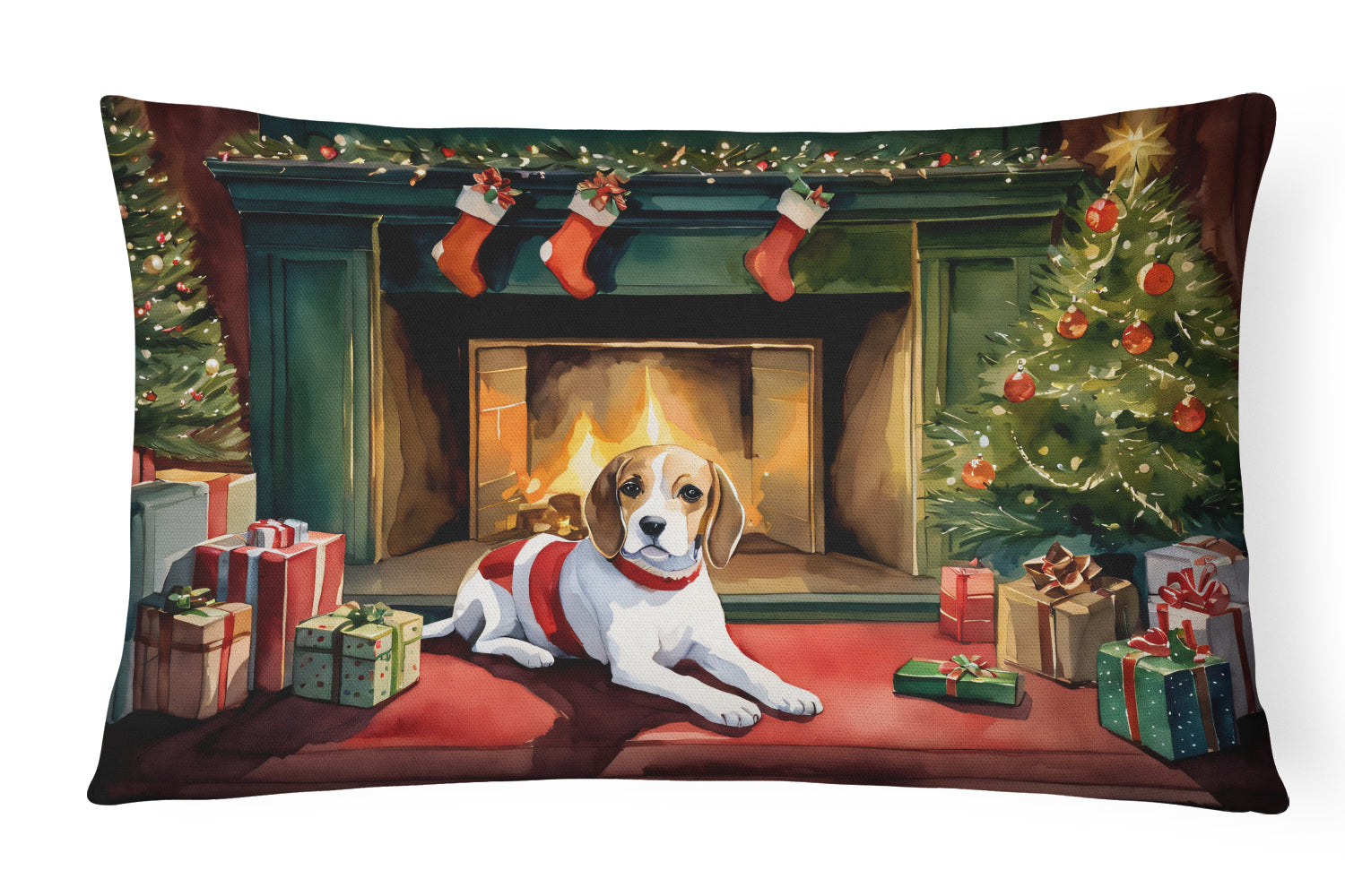 Beagle Cozy Christmas Throw Pillow