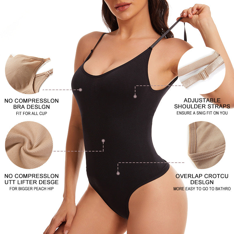 Plus Size Seamless Bodysuit with Thong for Women