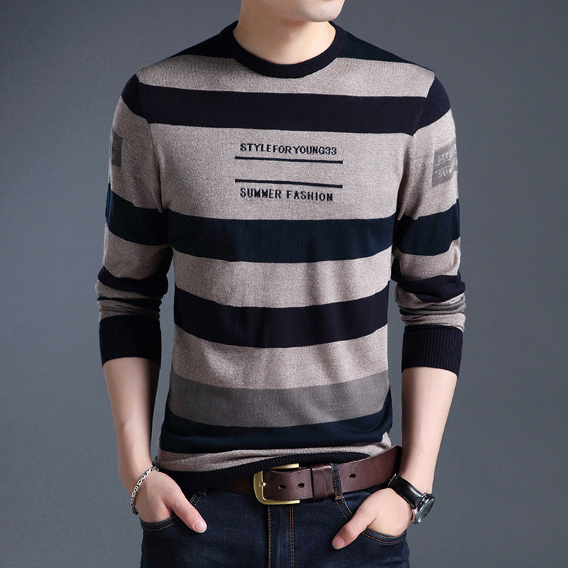 Youth Striped Casual Pullover Sweater | Streetwear