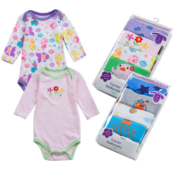Long Sleeve Triangle Baby Bodysuit, Cotton Crawlers