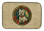 Westie Christmas Flowers Dish Drying Mat