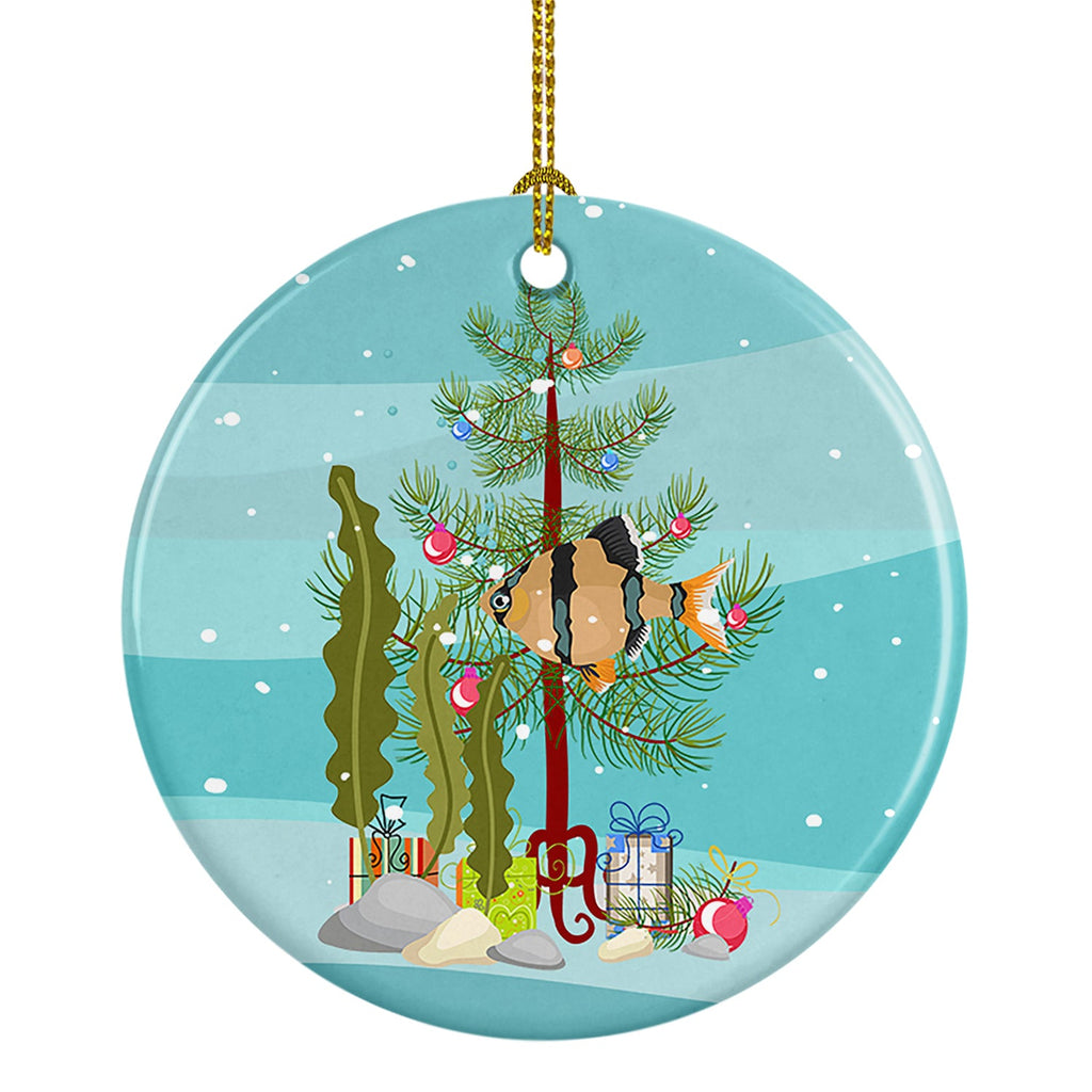 Tiger Barb Merry Christmas Ceramic Ornament