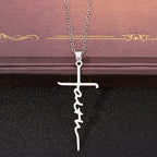 Stainless Steel Faith Cross Pendant Necklace | Christian Jewelry