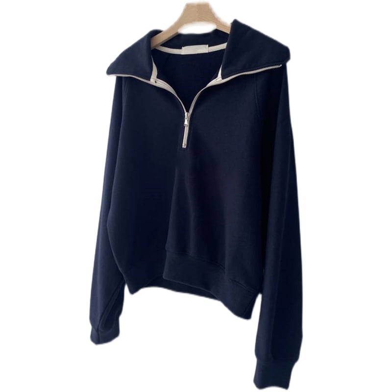 Simple Zipper Lapel Long Sleeve Women's Sweater