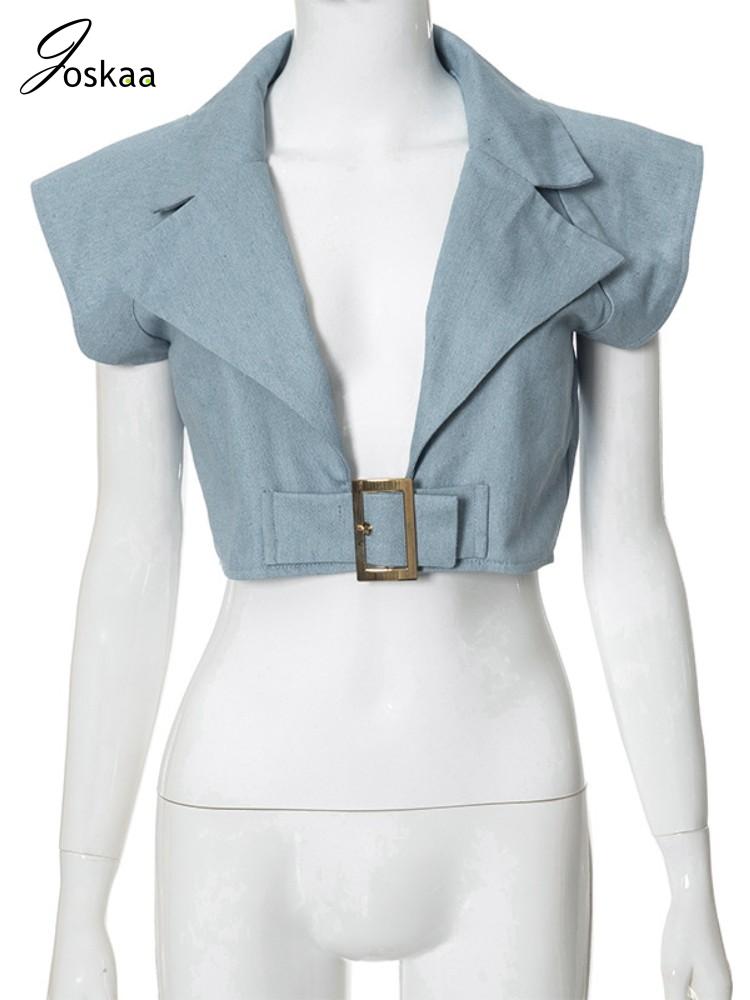 K23TP588 Women's Fashion Autumn Sleeveless Denim Jacket