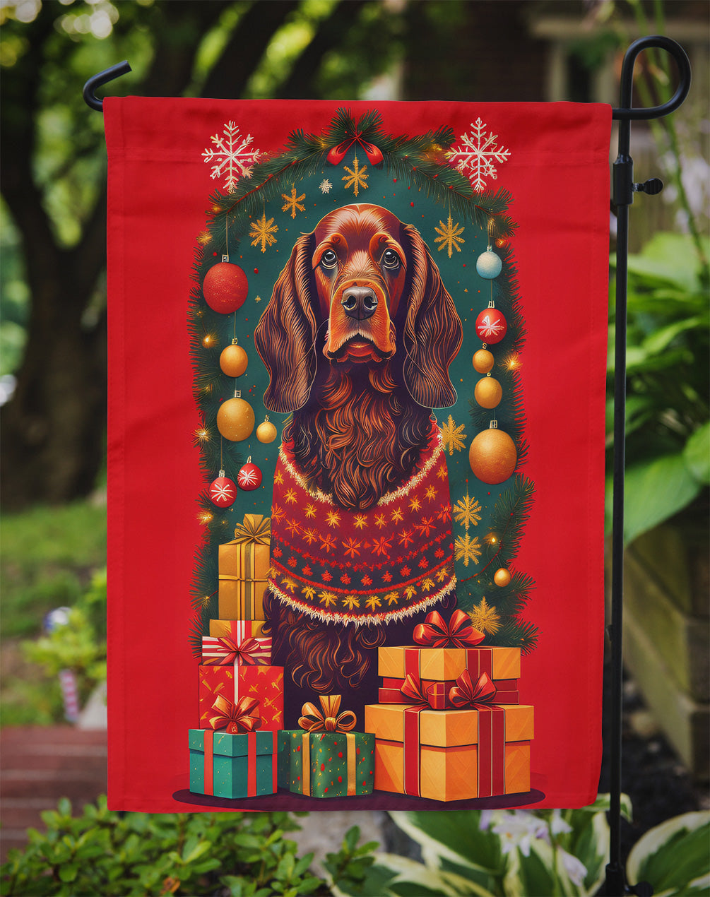 Field Spaniel Holiday Christmas Garden Flag
