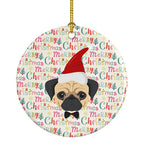 Pug Merry Christmas Ceramic Ornament