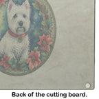 Westie Christmas Flowers Glass Cutting Board