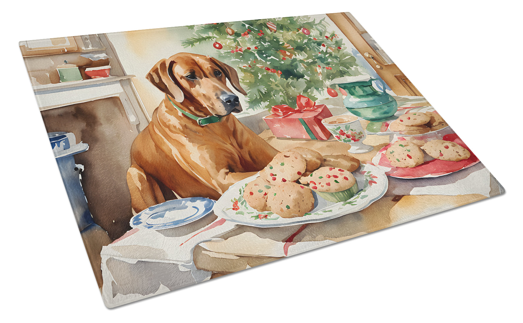 Rhodesian Ridgeback Christmas Cookies Glass Cutting Board