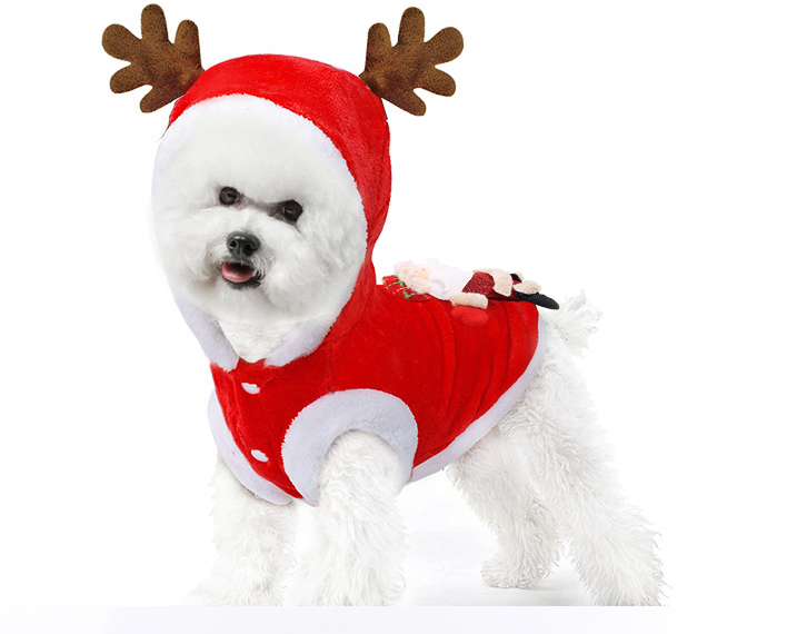 Winter Fleece Reindeer Outfit for Dogs (Bichon)