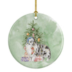 Sheltie Blue Merle Christmas Presents and Tree Ceramic Ornament