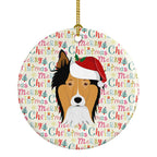 Collie Merry Christmas Ceramic Ornament
