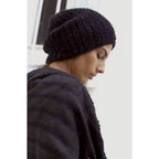 Black Loop Knit Alpaca Beanie | Embroidered Cap